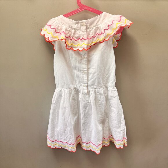Girls White Cotton Dress By Janie And Jack With Scalloped‎ Rainbow Embroidery 10 - Picture 6 of 6
